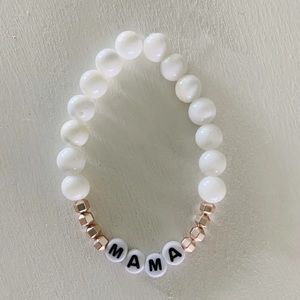 Distressed white and rose gold beaded Bracelet